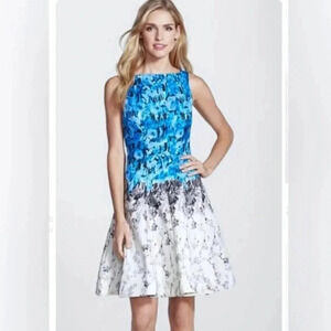 J. Taylor Floral Print Ombré Fit and Flare Dress